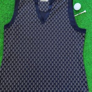 PGA Tour Navy and White Patterned Sleeveless Top